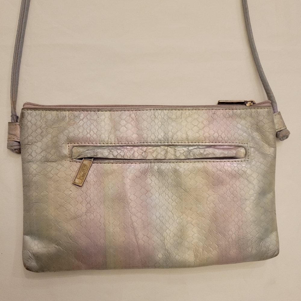 Pinky Vintage metallic snakeskin print leather cross body shoulder bag